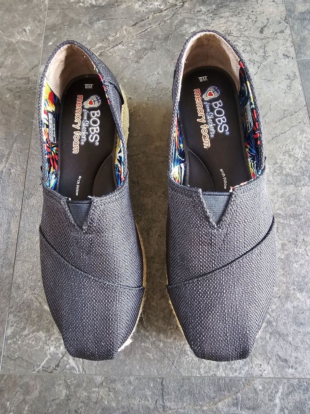 Women's Black BOBS Slip-On Wedge Casual Shoes